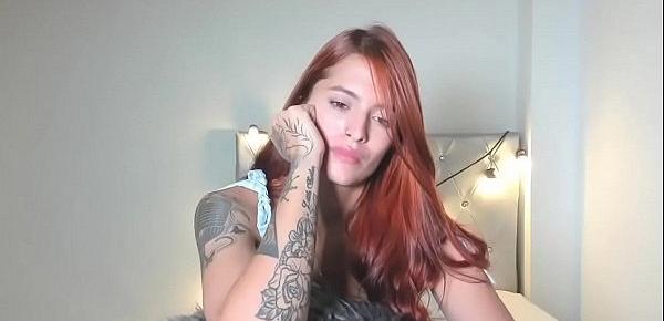  Long haired redhead teen on webcam